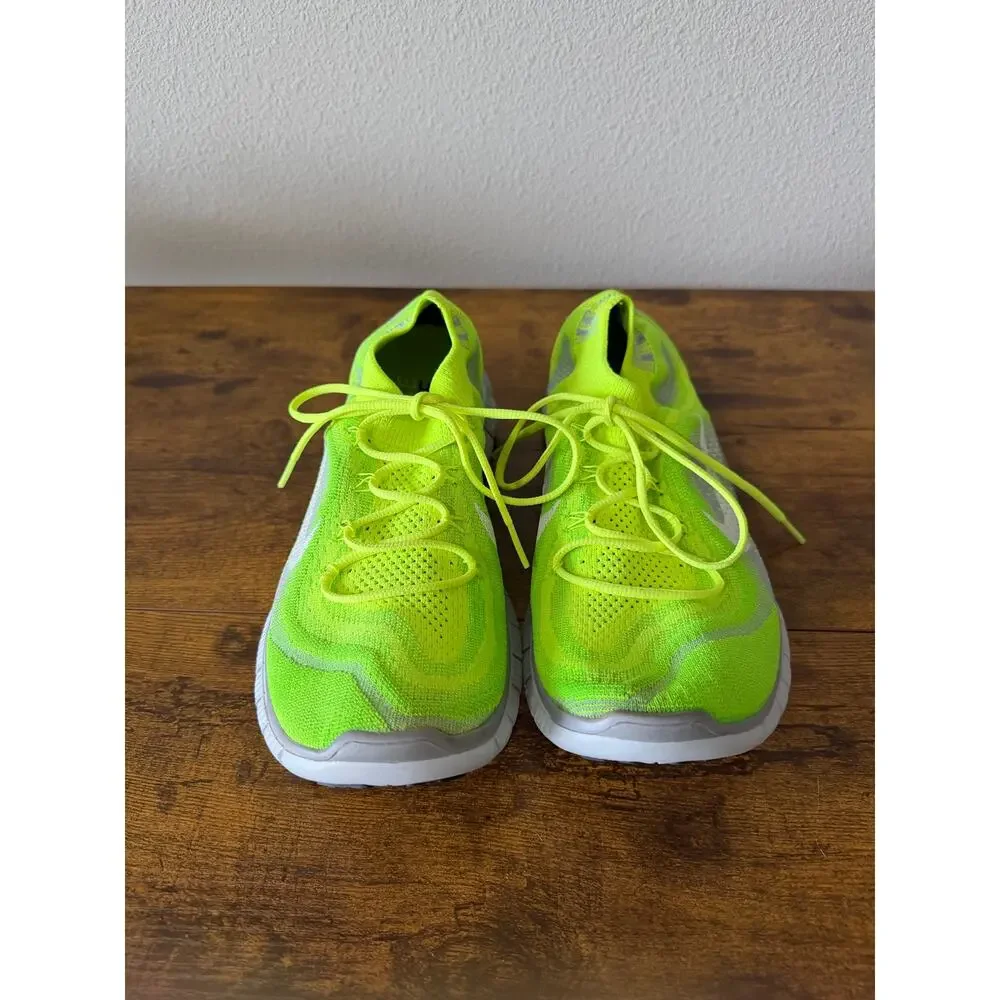Men’s Nike Free Flyknit+ Volt/Electric Green/Wolf Grey Size 9.5 615805-713 EUC